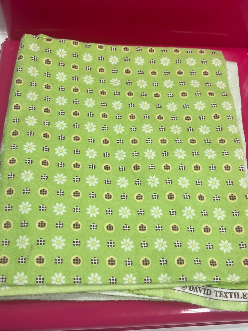 David Textiles Green Floral Printed Flannel Cotton Fabric 40” x 44” wide
